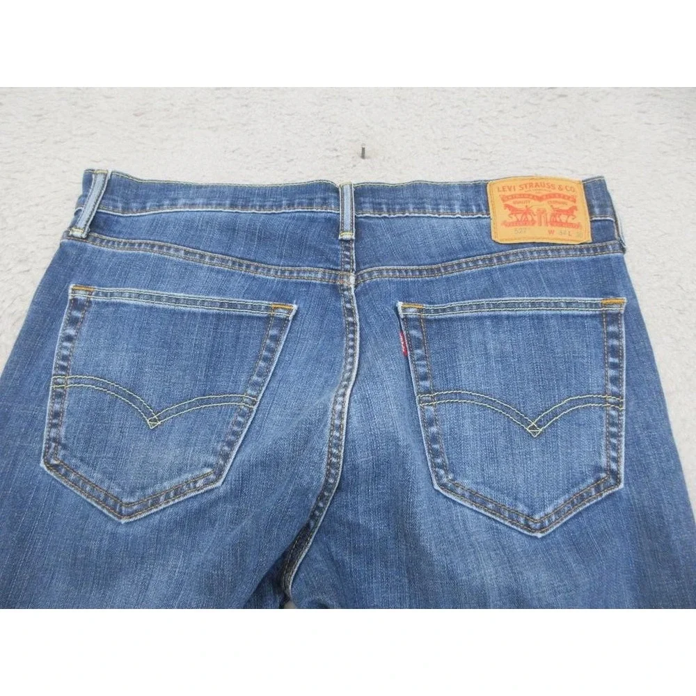Levis 527 Bootcut Jeans Mens 34x30 Blue Medium Wash Slim Stretch Denim Casual